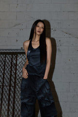 Dirty Washed Layered Halter Neck - Black