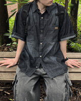 Durant Patch Washed Short Sleeve Denim Shirts