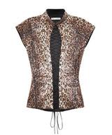 Sequin Leopard Print Lace-Up Qipao