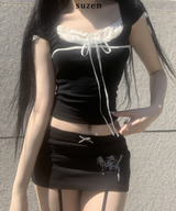 Dotoni Lace Ribbon Top