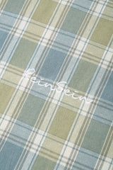 PRS khaki blue overfit check shirts