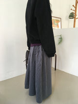 Vintage check long skirt