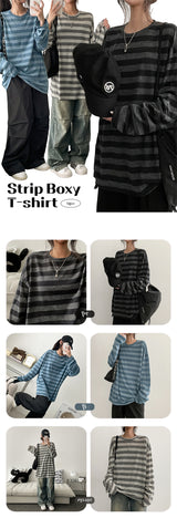 Bellaing Stripe Box Long Sleeve T-shirt