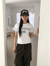 テイキレタリングセミクロップショートスリーブTシャツ