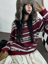ノルディックスノーフラワーディアニット🦌❤💙🩶3COLOR