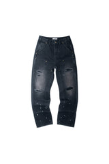 DESTROYED DOUBLE KNEE CARPENTER DENIM (BLACK)