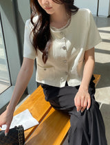 Meble Round Short Sleeve Tweed Jacket