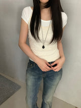 [set] ヴァイラ レース ホルターネック 半袖 Tシャツ セット