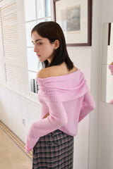 カットオフショルダーニット PINK