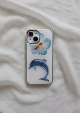 flower dolphin silver epoxy case