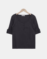 エンダ ロールアップ 7分袖Tシャツ