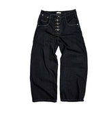 Look Fire Buckle Balloon Wide Denim Pants