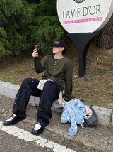No.0863 ヘンリーネックニットTシャツ (5color)