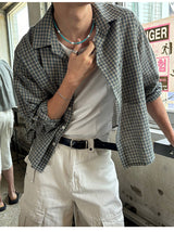 [Unisex] リネンクロップチェックシャツ ver.2(3color)
