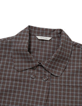 チェッカード ダブル ブラウス(BROWN)