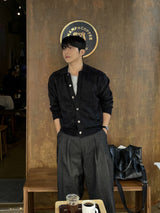 Angora semi-cropped collar cardigan