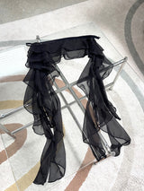1461. フリルラッフルロングシフォンレイヤーカバースカート (2color)