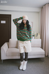 Tree Stripe V-neck Long Sleeve Knitwear
