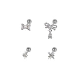 [SET]キュービックリボンドロップピアス