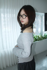 Layered halter neck off-shoulder sweatshirt set
