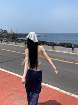 Lace Ribbon Cropped Sleeveless
