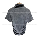 Jamie Shirring Turtleneck Short Sleeve