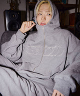 SOO APPLIQUER BALLOON HOOD ZIP-UP_GRAY