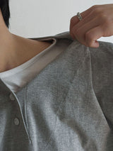 ASCLO レイヤードヘンリーネックTシャツ (3color)