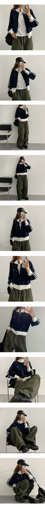 Dewol van high neck track knitwear jersey zip-up