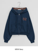 Ginpo Brushed Two-Way Check Color Matching Hood Zip-Up