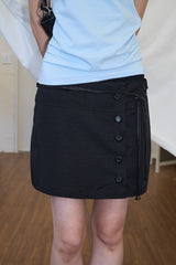 Button Mini Skirt (Black)