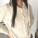 Coam Punching Big Collar Knit Cardigan
