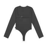 BACK POINT LONG SLEEVE BODYSUIT (CHARCOAL)