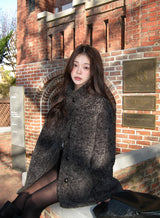 #Fluffy Boucle Ｈigh Neck Half Coat (4color)