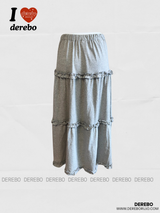 cotton frill bendable long skirt