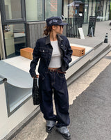 ポーズノーカラーノンフェードデニムジャケット