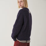 Saddle Sleeve Vintage Sweater_Purple Navy