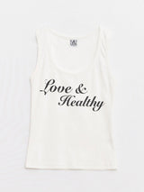 Love & Healthy Logo Sleeveless Top White