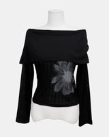 ベランシャーリングオフショルダーロングスリーブTシャツ