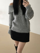 Candle off-shoulder knitwear (3 colors)