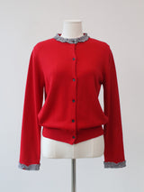 check frill cardigan 