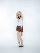 PLEATES WRAP SKIRT [BROWN]
