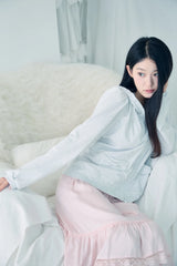 Melody shirring hoodie (White Melange)