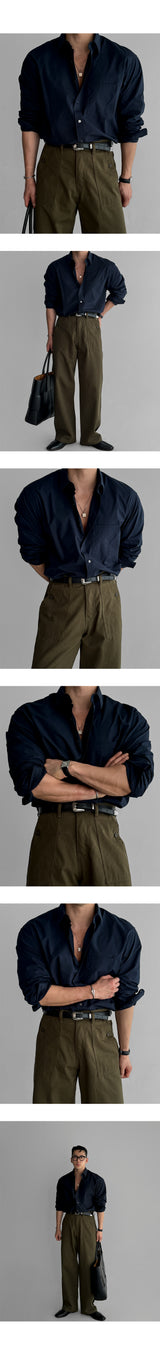 Basic cotton shirt [navy]