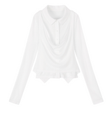 [mnem] カウルビスチェシャツセット (white)