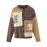Preppy Animal Jacquard Knit Cardigan