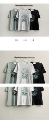 デレンスケッチフラワー半袖Tシャツ (3 colors)