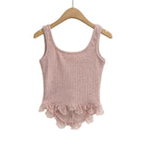 Brina Lace Ruffle Button Top