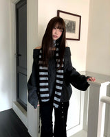 ユビンリボンツイストオフショルダーケーブルニット