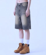 Basic Washing Bermuda Denim Pants - 2COLOR